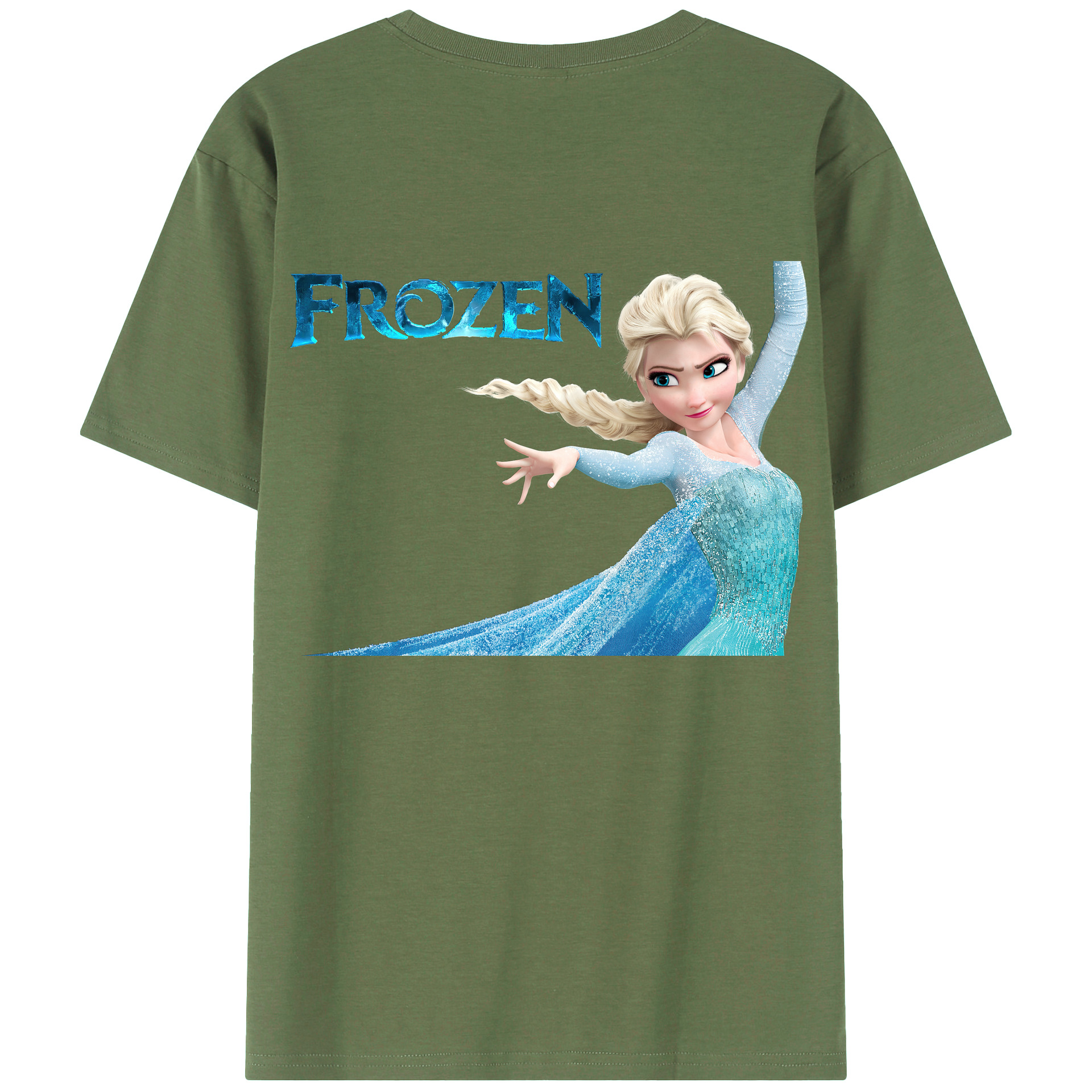 （画像用） アナと雪の女王 アンナ エルサ Frozen Anna Elsa 綿100％ メンズ半袖Tシャツ（バックプリント） 通気性